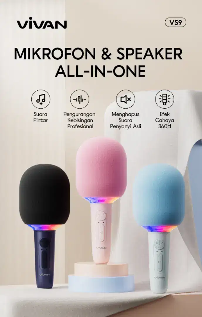 Vivan Speaker Bluetooth Karaoke Mic Microphone  AUX Mik Mikrofon TWS