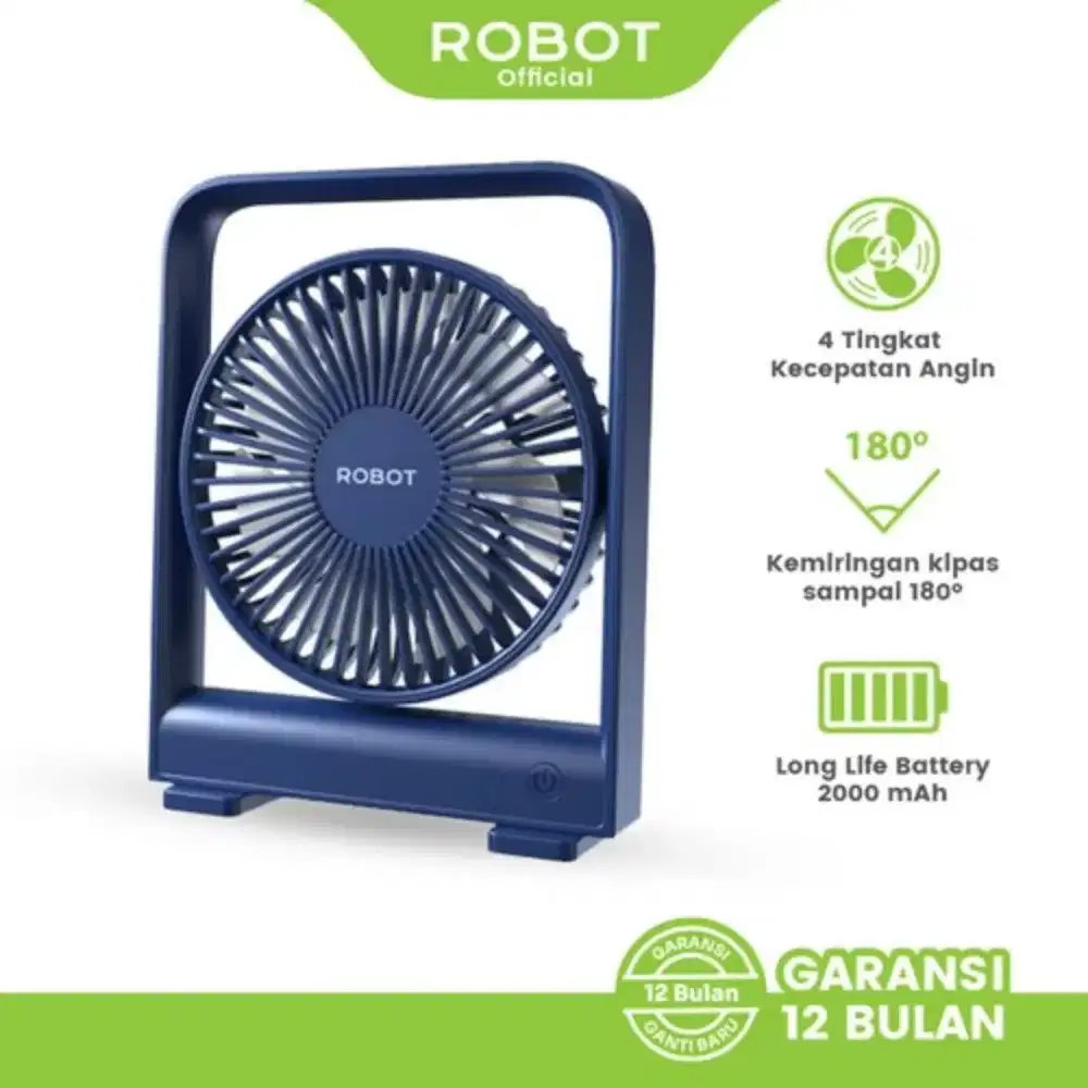 Robot Kipas Angin Tipis Fan Mini Slim USB 2000mAh Portable
