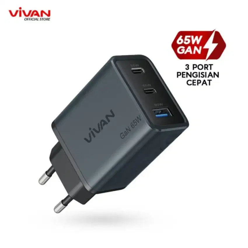 Vivan Charger Adapter USB Type C 65W Fast Charging Android iPhone