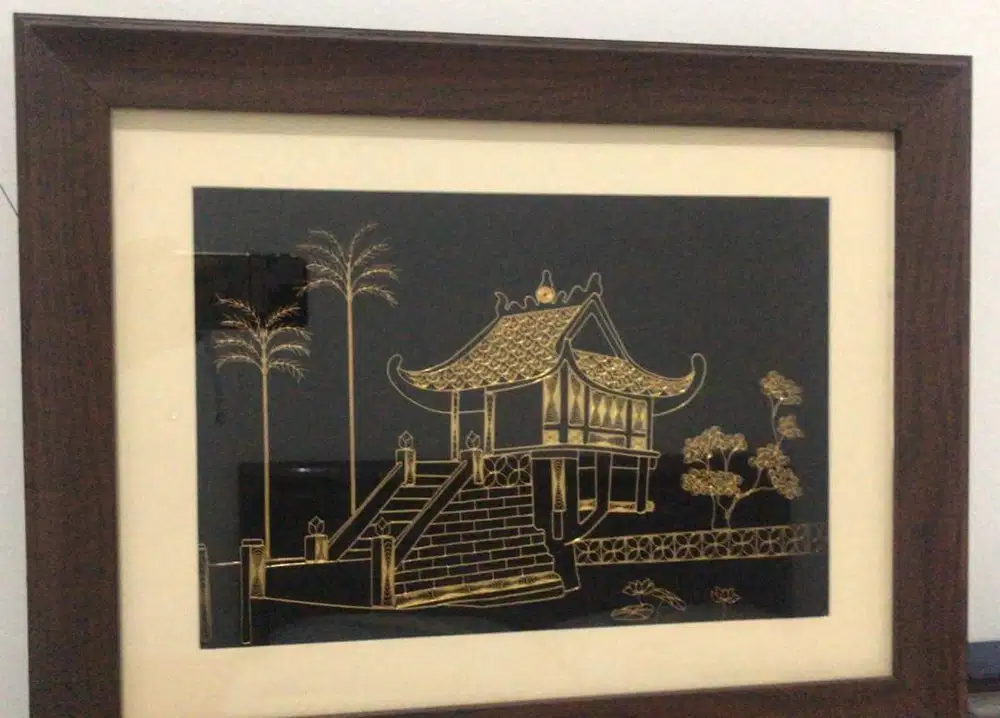 Hiasan Dinding Lukisan vintage Traditional vietnamese house