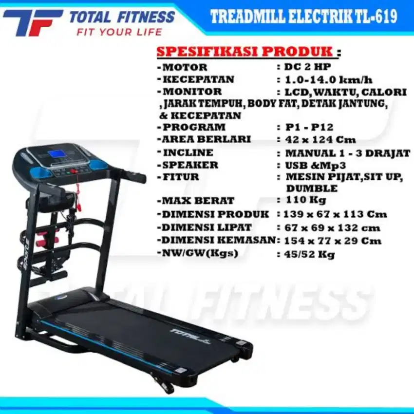 Treadmill elektrik 619 garansi 2 tahun buktikan dengan cara belanja