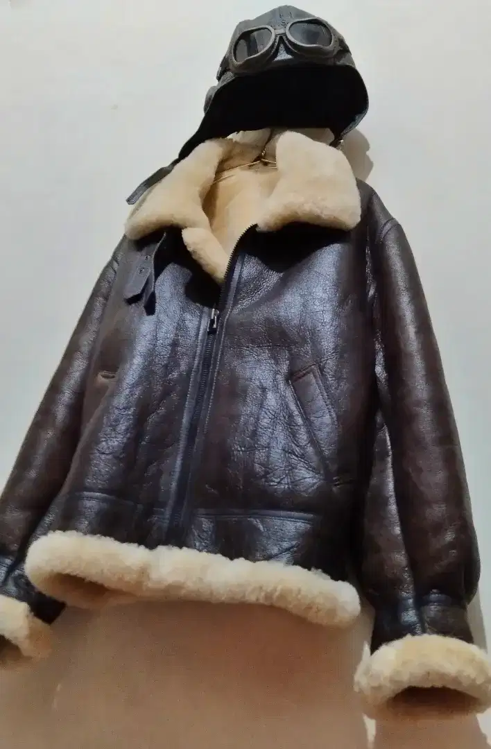 Jaket kulit asli type bomber B3 lawas tas sepatu kulit sepeda antik