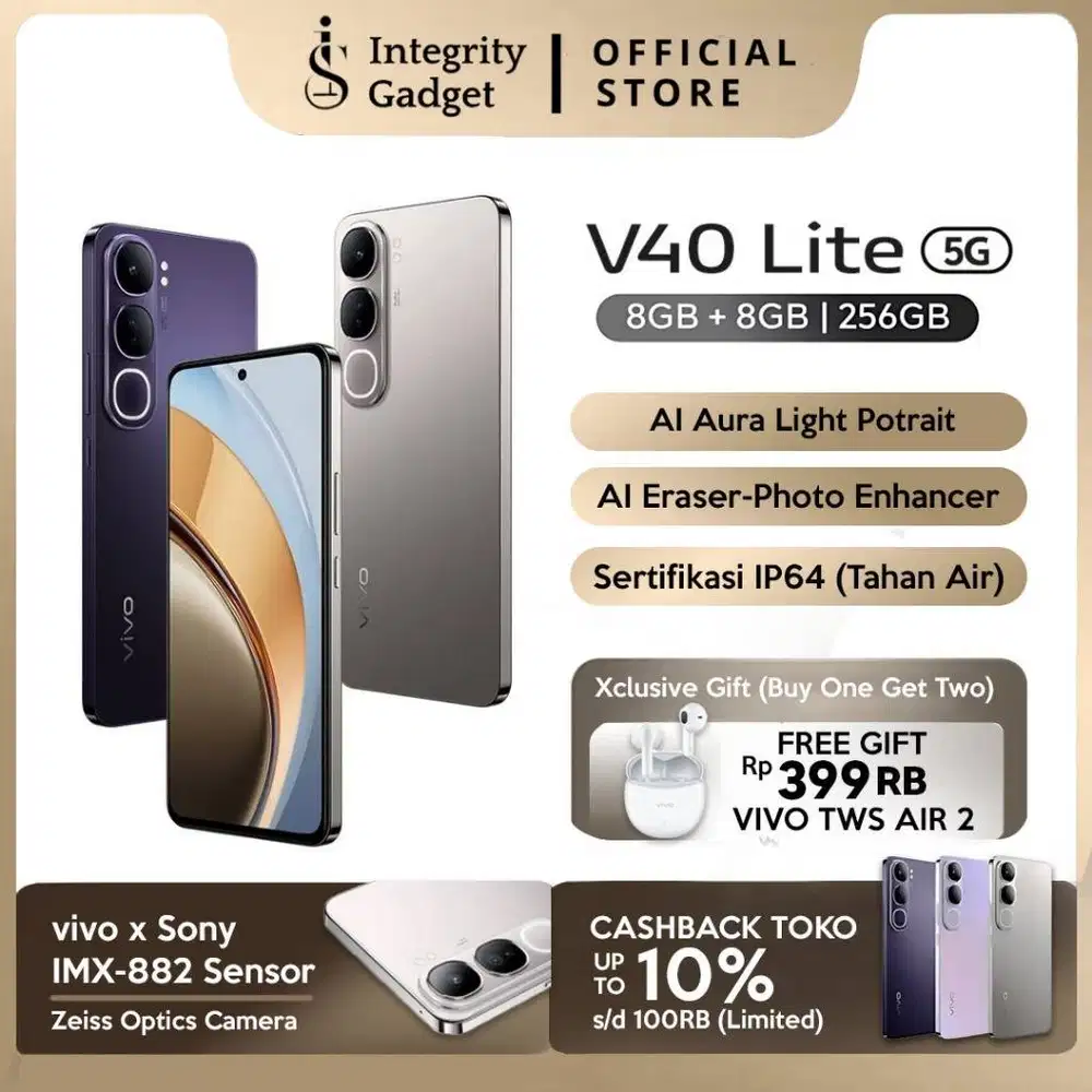 [ FREE GIFT V40 LITE 5G] RAM 8+8/256 I LIMITED STOCK