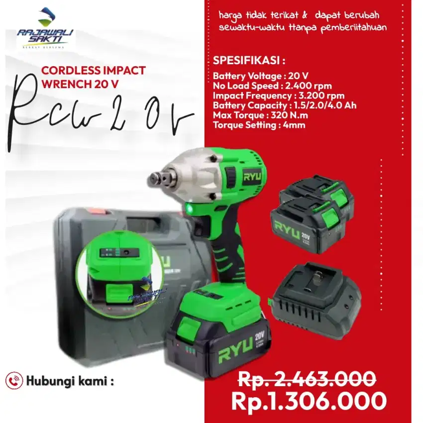 Mesin impact ryu 20 volt murah