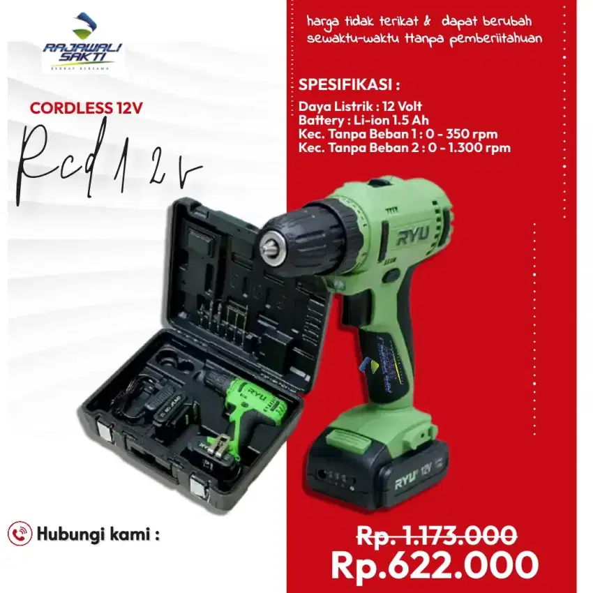 Mesin bor cas ryu 12 volt murah ( besi & kayu )