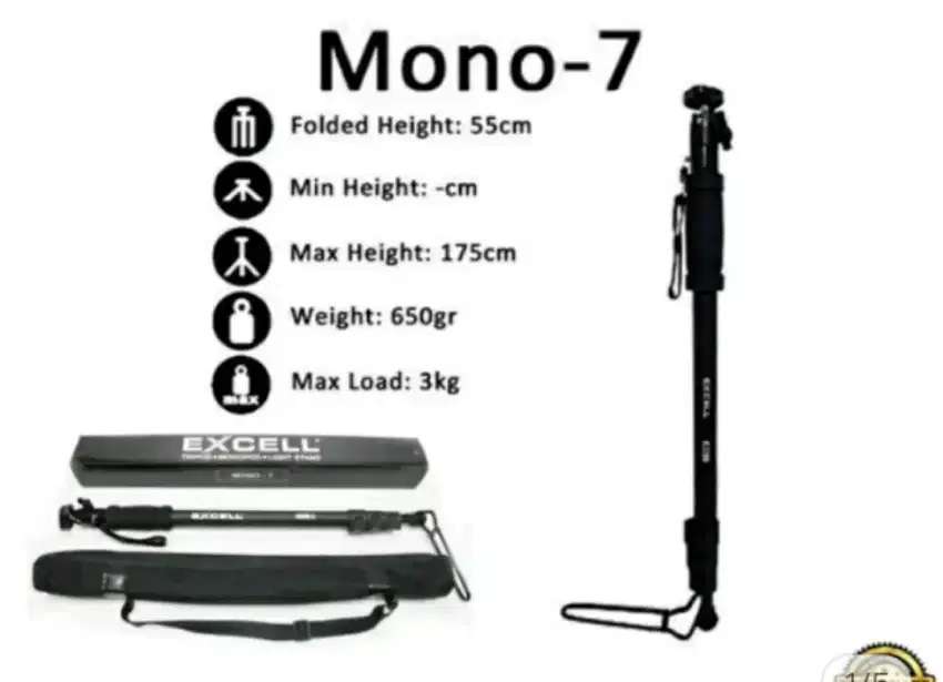 Tripod monopod excell lighting camera mono-7