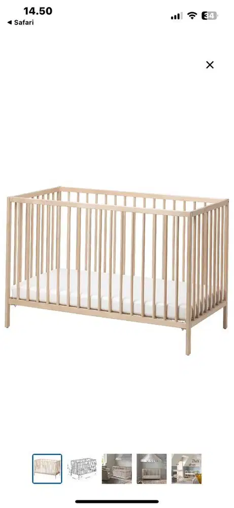 Preloved Baby Crib | Box Bayi Kayu merk IKEA ukuran 60x120 cm