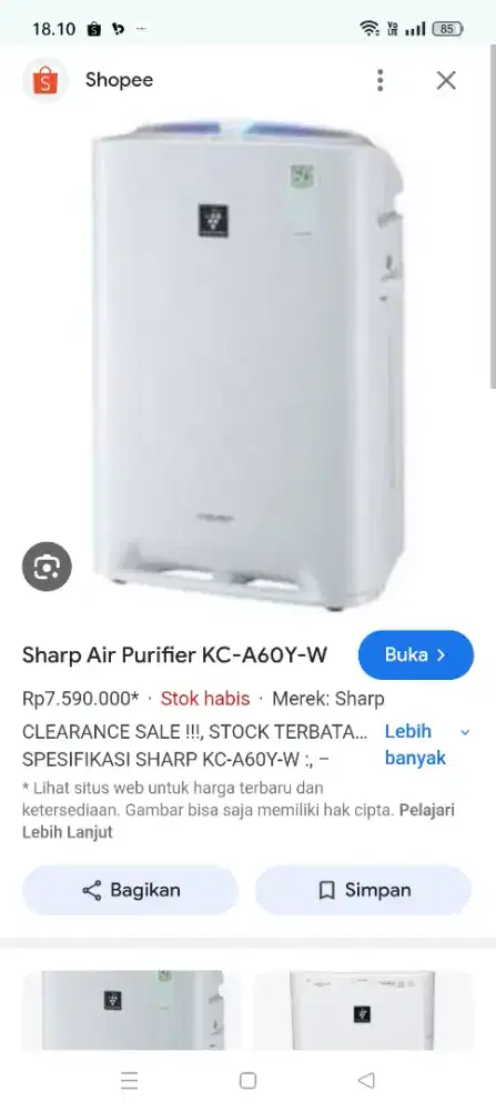 Sharp Air Purifier KC-A60Y-W