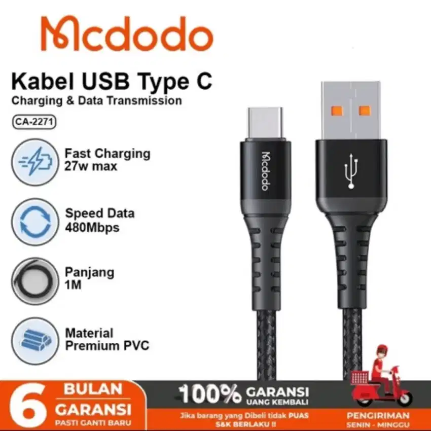 Mcdodo Kabel Data Charger USB Type C 60W 1M Fast Charging