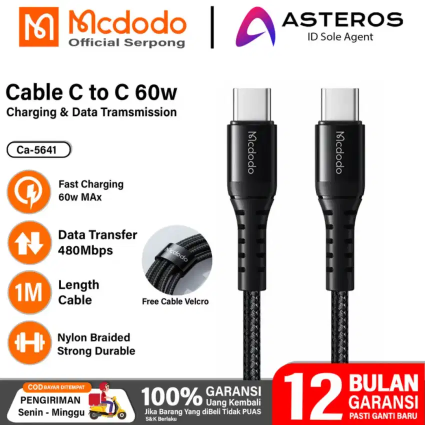 Mcdodo Kabel Data Charger USB C to USB Type C 60W Original