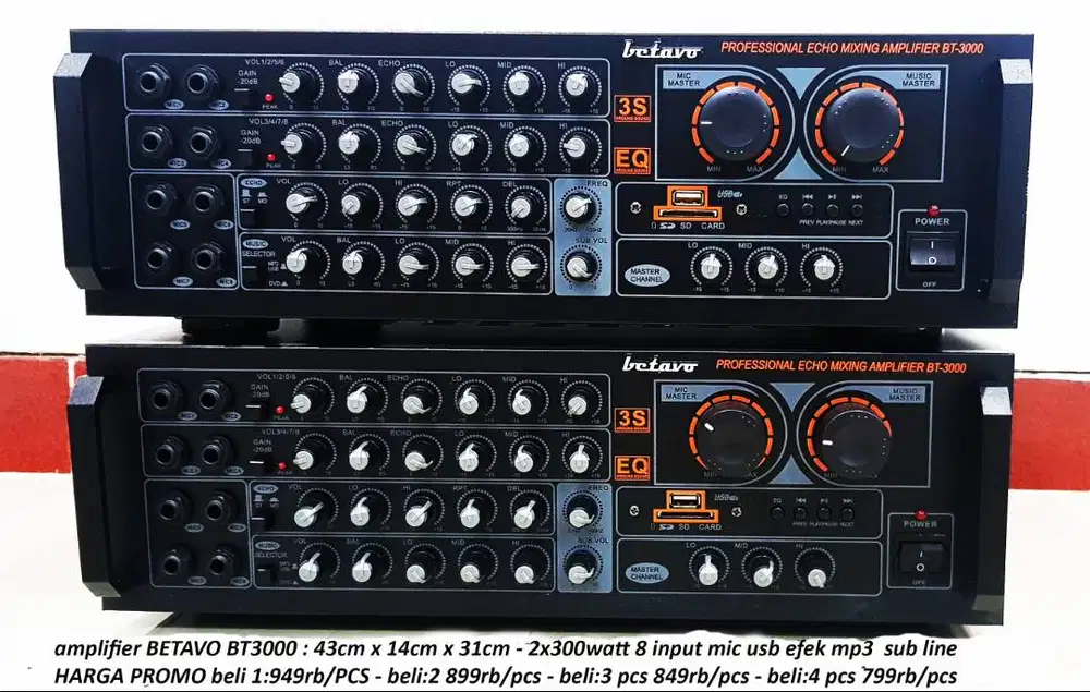 AMPLIFIER KARAOKE BETAVO BT3000 usb - sd card - efek echo - mp3 player