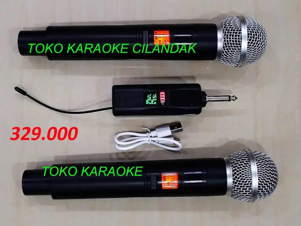 MICROPHONE WIRELESS SIMPLE 2MIC  2MIC 1 RECEIVER  BATERAI KABEL COCOK