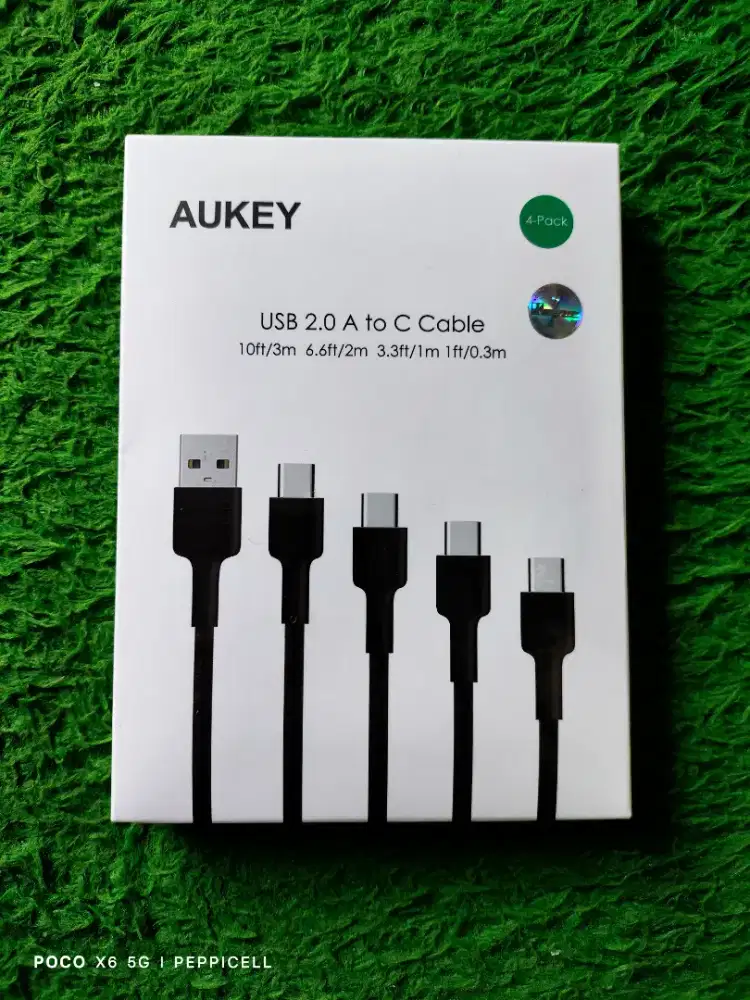Paket Kabel Charger Aukey Type C Braided Nylon isi 4 pcs