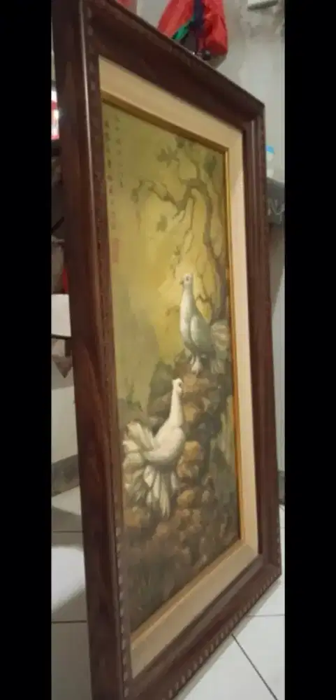 Lukisan Vintage Kanvas Burung Merpati