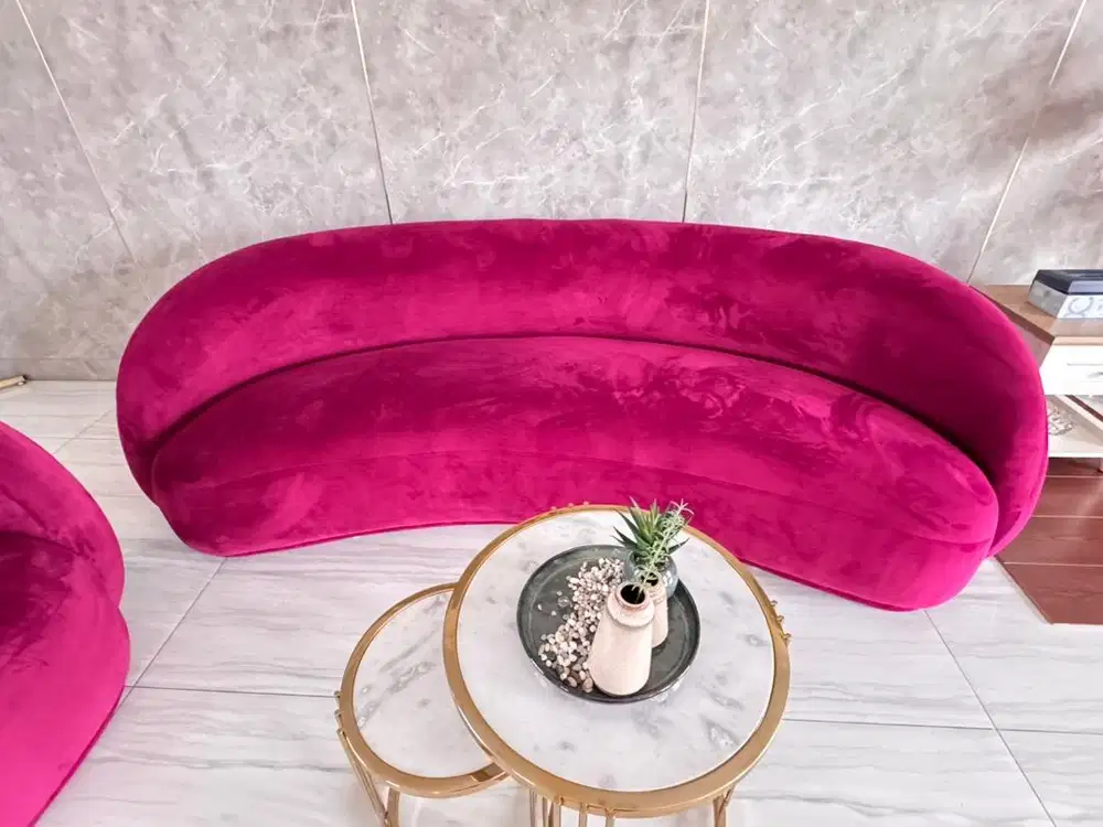 Sofa set bahan beludru import