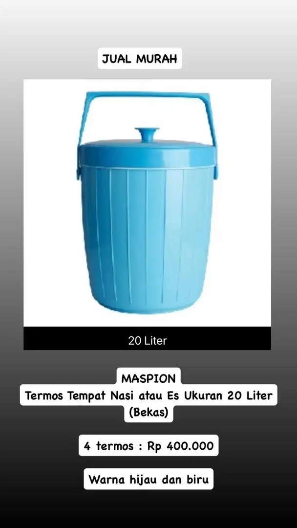 Termos tempat nasi atau es ukuran 20 liter merk MASPION