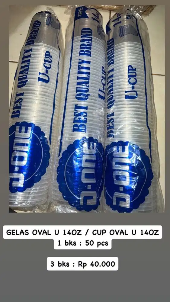 Gelas/cup oval U 14 oz