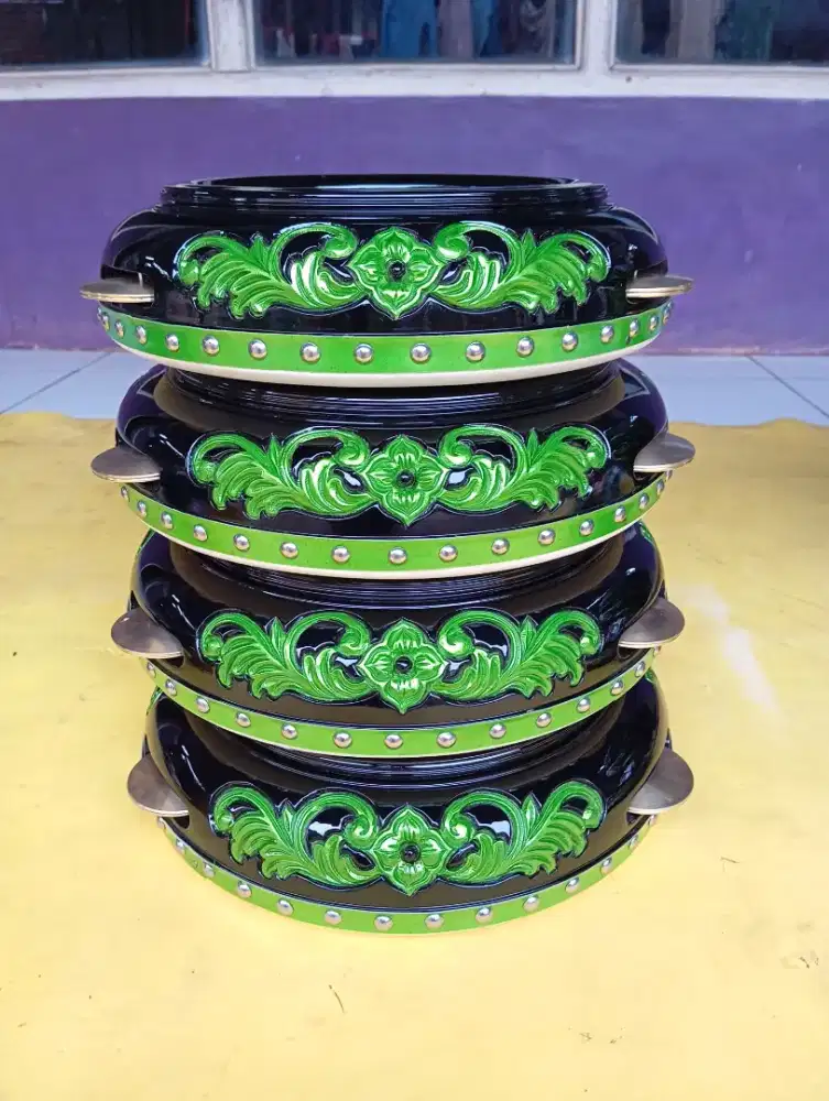 Rebana hadroh banjari ukir nama castem ukur 32cm