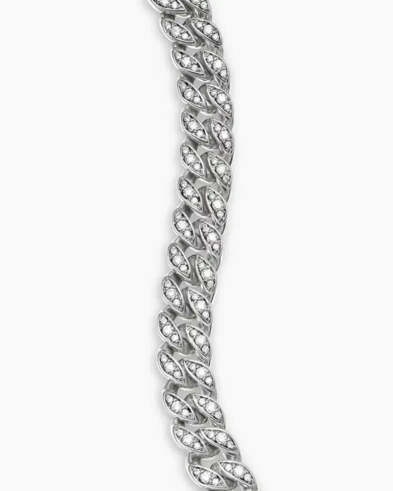 David Yurman Curb Chain Bracelet Sterling Silver with Diamonds