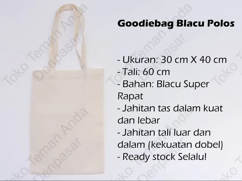 Tas Tote Bag Blacu Drill Polos (Totebag / Goodie Bag)