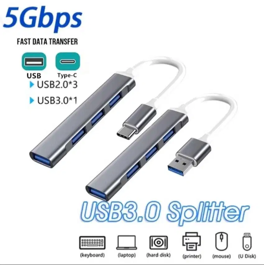 USB 3.0 Hub Type C Adapter USB 4 in 1 to USB Interface Docking Station