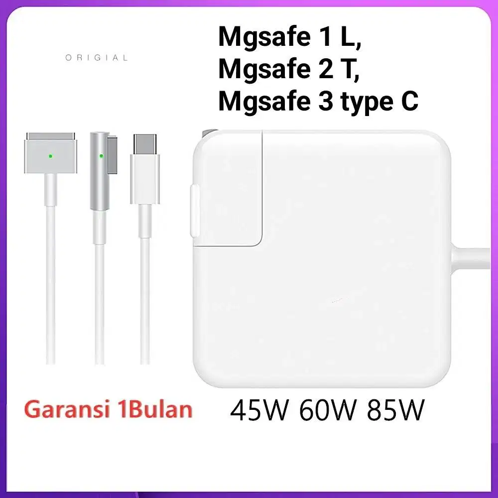 Adaptor macbook M1 Kabel L, M2 Kabel T, 45wat,60wat varian lain bsa DM