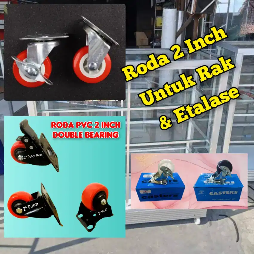 Roda Karet Nilon PVC 2 Inch Untuk Rak dan Etalase