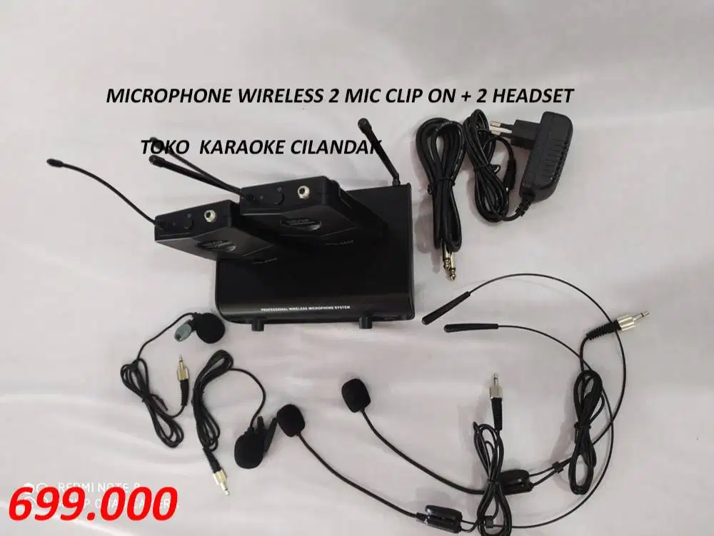 MICROPHONE WIRELESS 2 MIC CLIP ON + 2 HEADSET