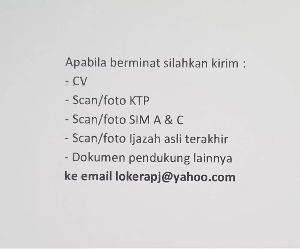 Lowongan Kerja Helper (Serabutan)