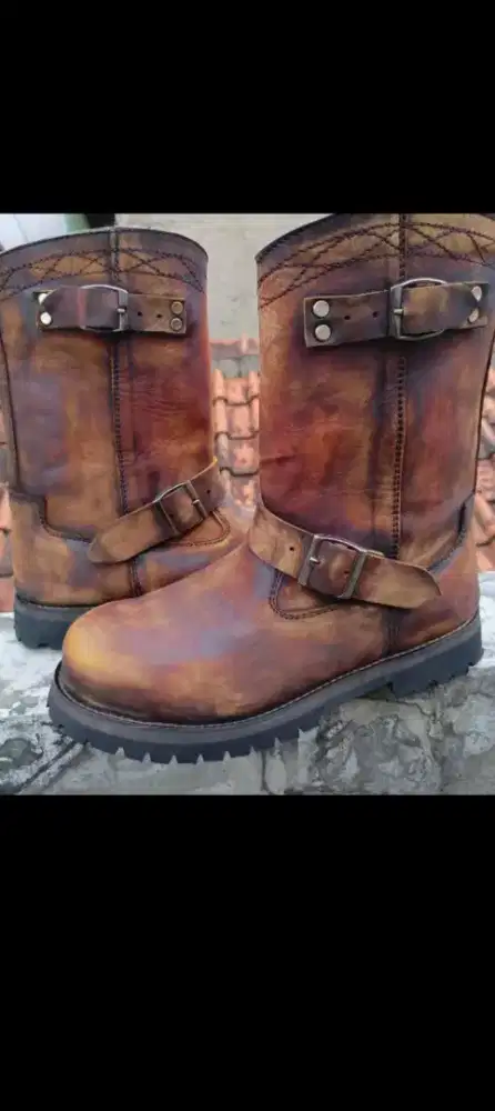 Sepatu Boots Enginering Lodong Pull Kulit