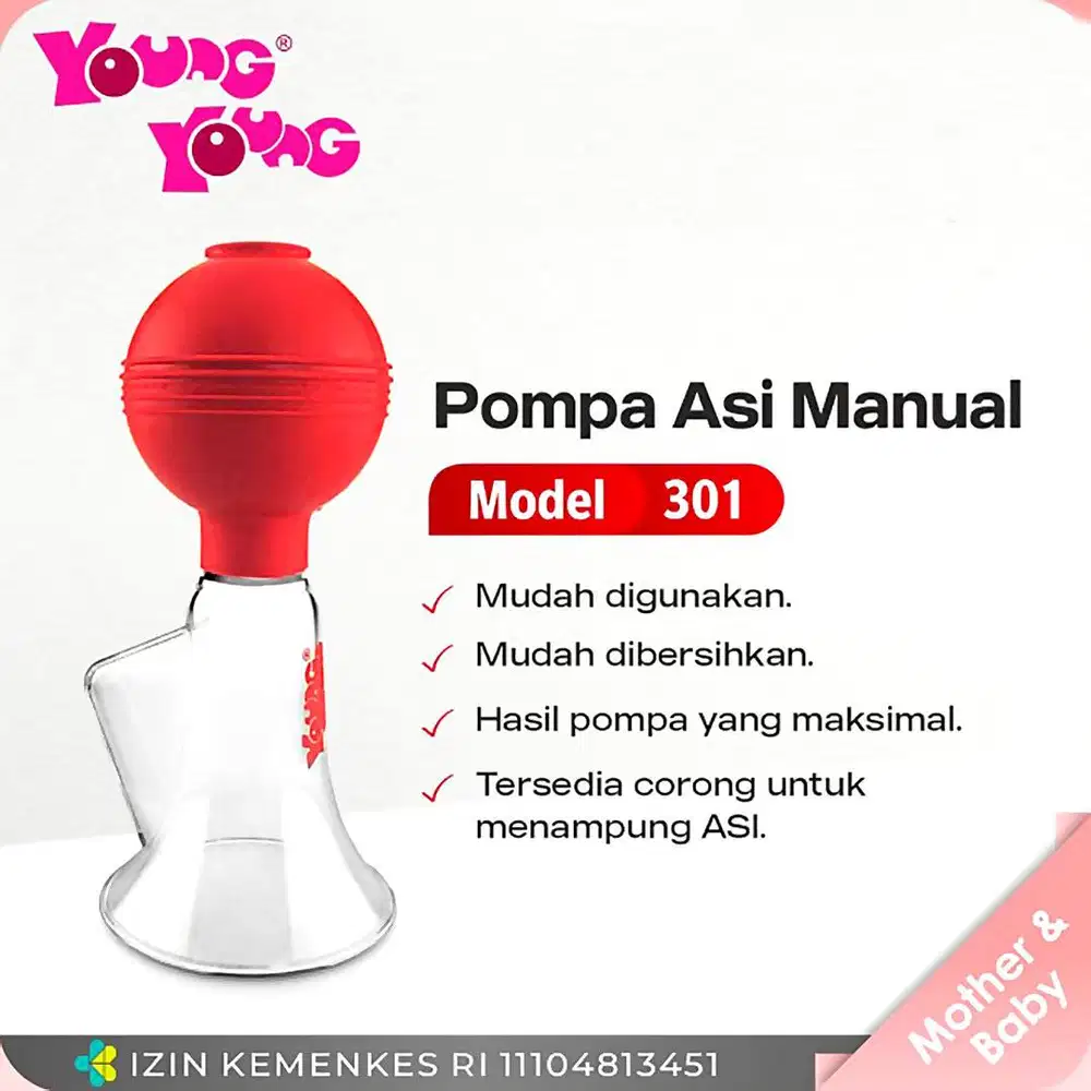 250205A Young Young 301 Silicone Manual Breast Pump Pompa ASI Silikon