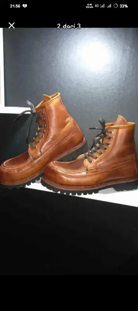 Sepatu Boots Enginering Tali Pull Kulit