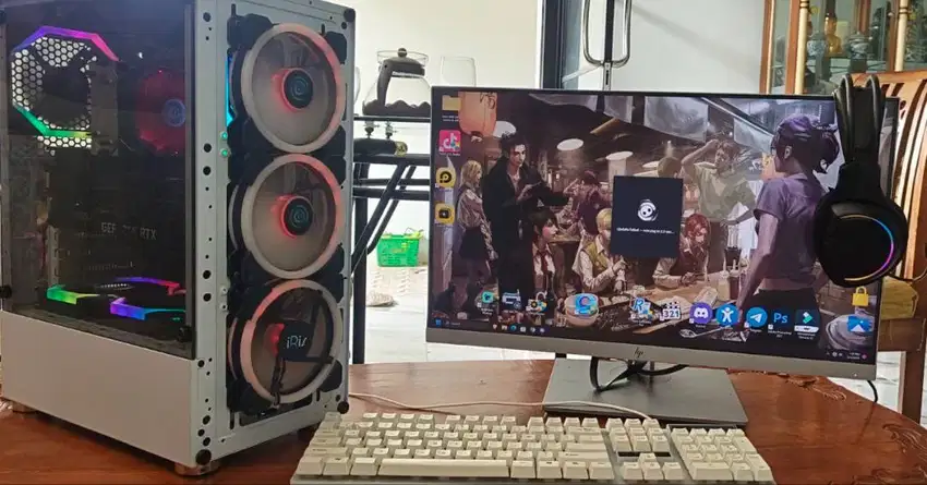 PC GAMING HIGH-END FULL MODIF + MONITOR HP E243 24” FRAMELESS + FULL S