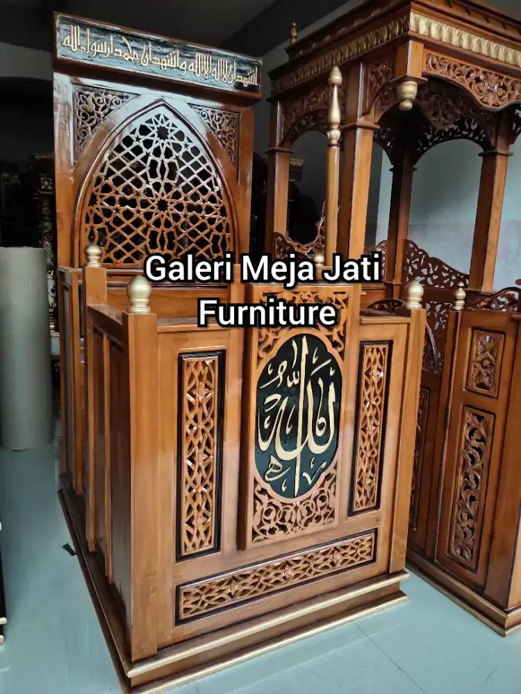 mimbar masjid podium minimalis ukir