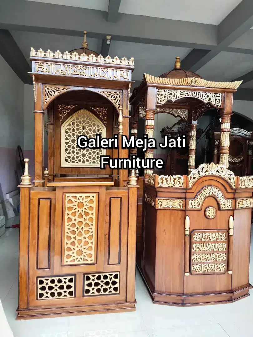 mimbar masjid kubah ukir gold