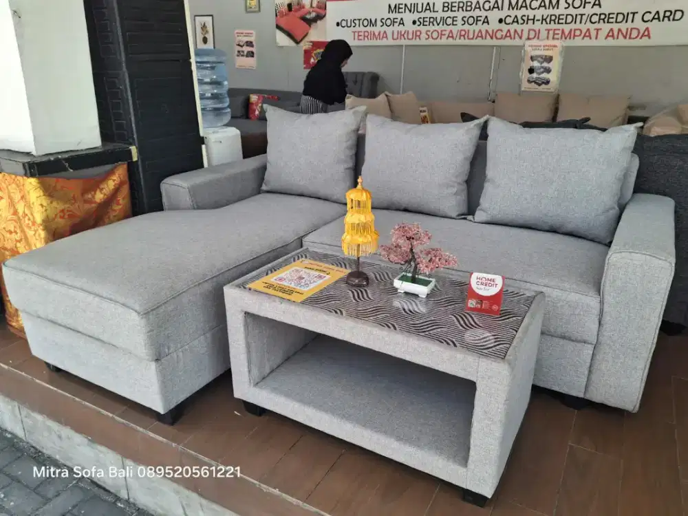 Sofa L Mini Ready Stok beberapa Warna + Meja Tamu, Size 200x 150cm