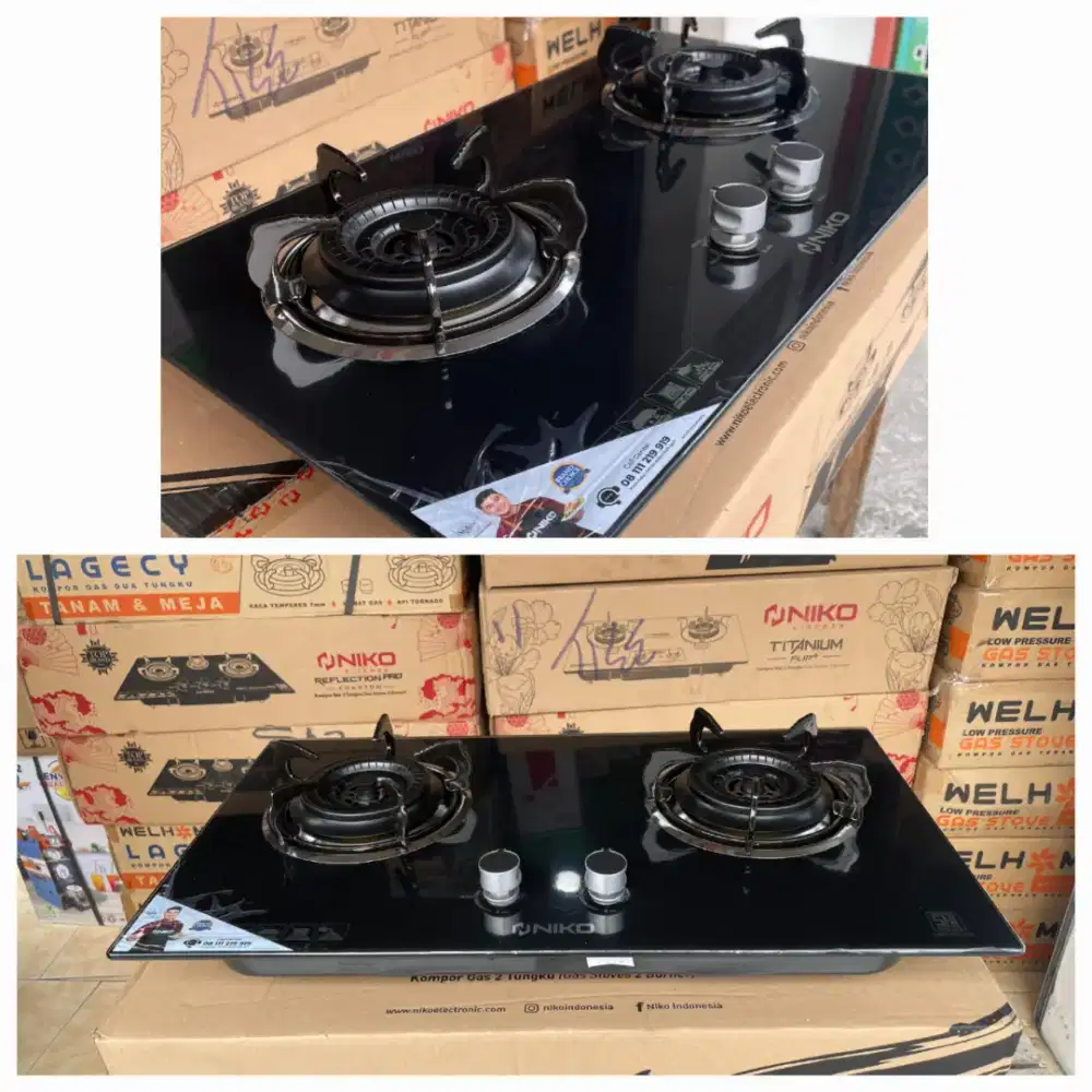 Kompor kaca 2 tunggku merk NIKO NEXT BLACK