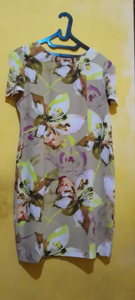 Dress kupu² warna coklat muda