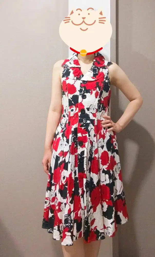 Red Floral Woman Mini Dress Terusan Wanita Bunga Merah Hitam You Can S