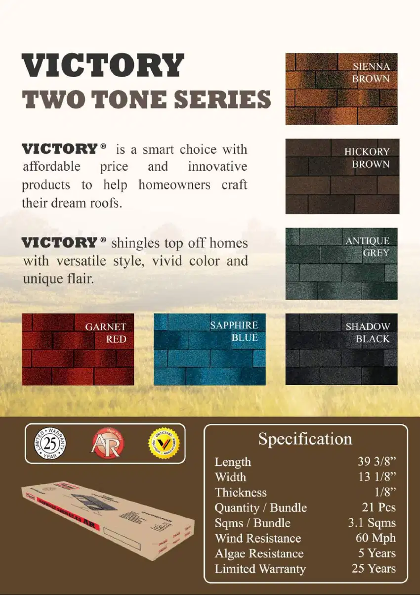 Atap Bitumen TAMCO VICTORY 3-TAB TWO TUNE 25 ALGAE RELIEF