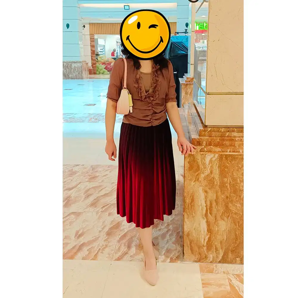 Brown Flower Top Blouse Atasan Blus Bunga Coklat