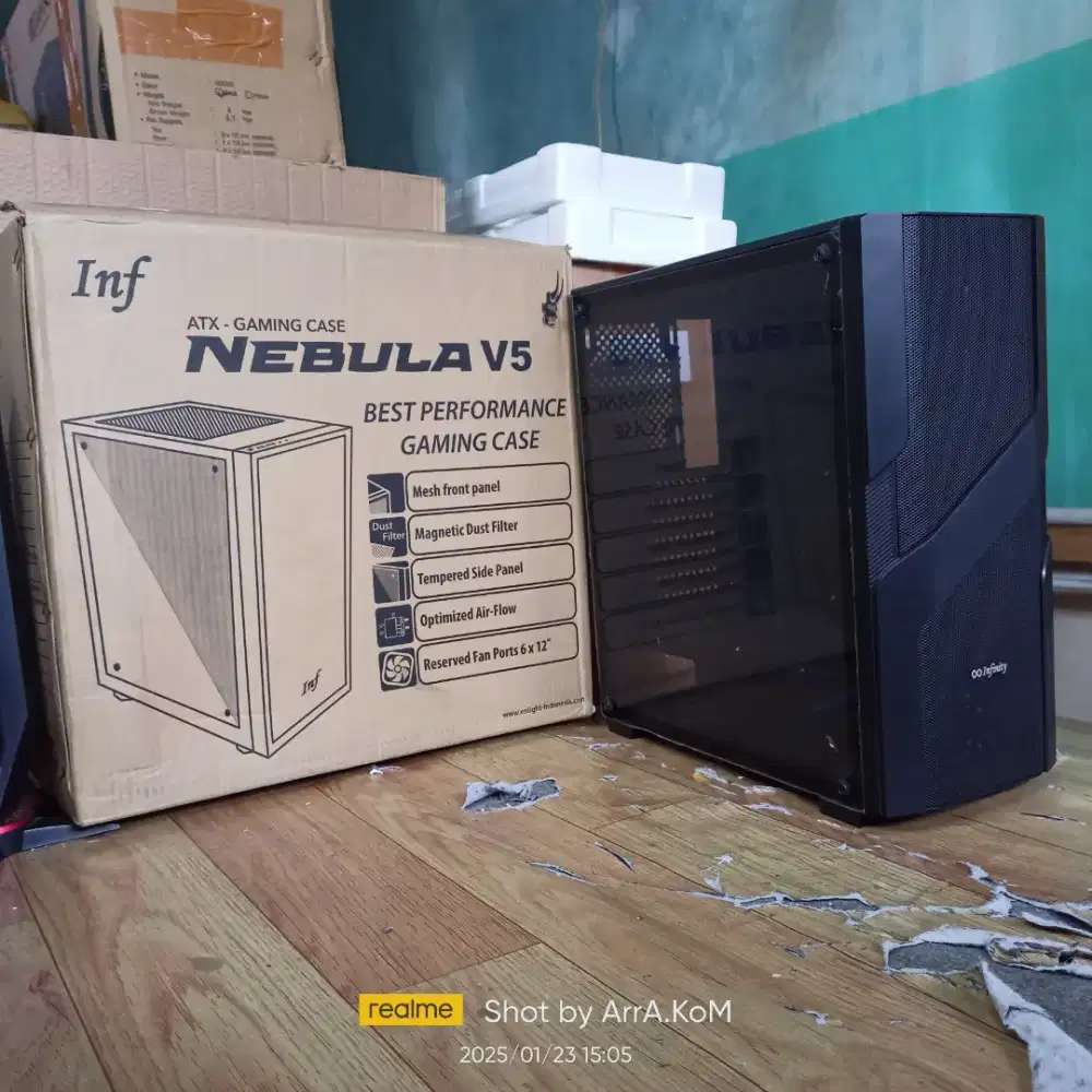 .:: CASING GAMING INFINITY NEBULA V5 TEMPERED GLASS SUPPORT ATX ::.