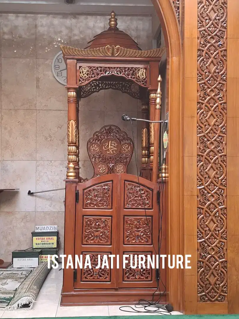 Mimbar masjid khutbah ukiran jati