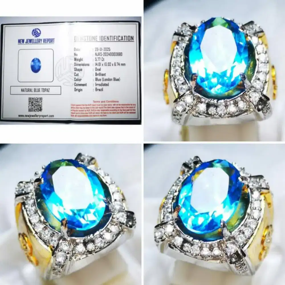Natural Cincin Blue Topaz Plus Memo NJR Gems Lab