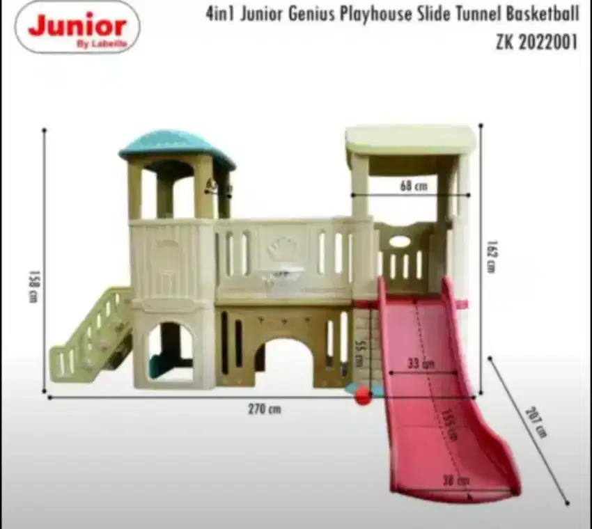 playhouse ( rumah rumahan anak) lengkap dengan perosotan, baru