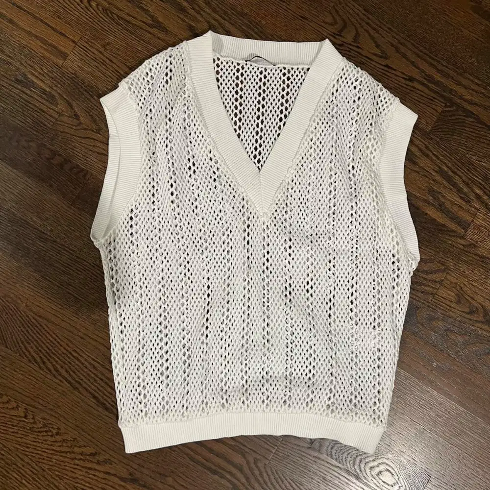 Zara vest rompi knit rajut putih white