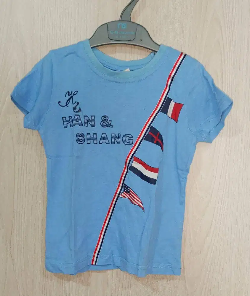 Kaos top atasan Blus anak laki kids more mothercare boy blue stripe