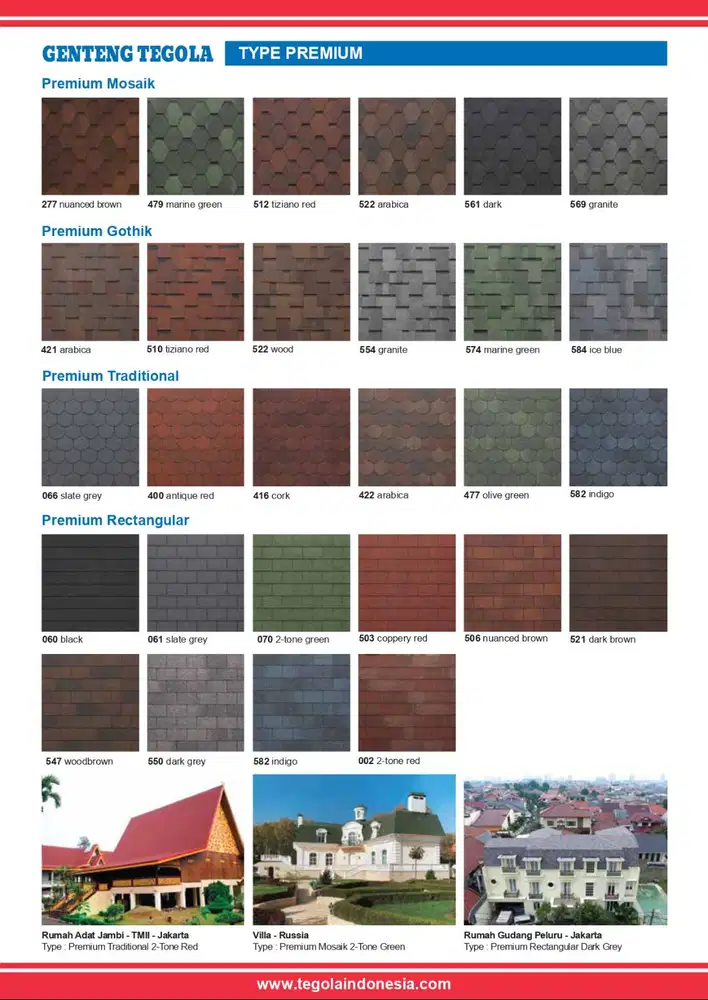 Atap TEGOLA PREMIUM 4 TAB RECTANGULAR