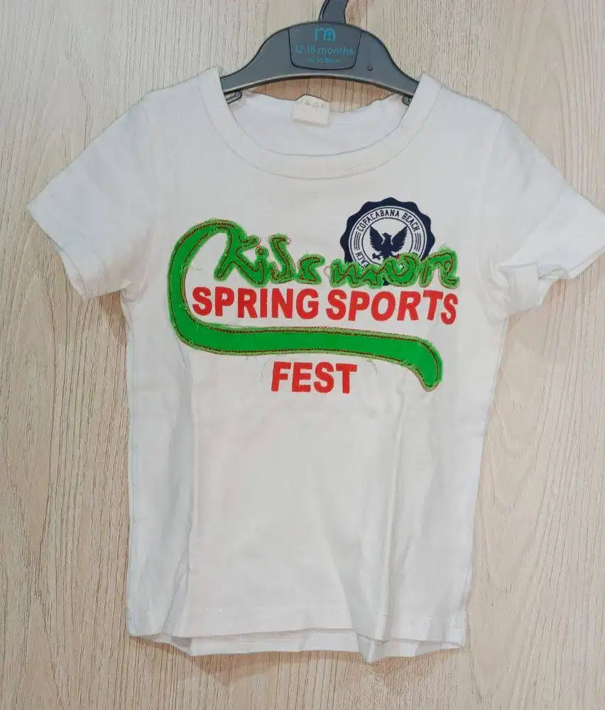 Kaos top anak laki kids more branded mothercare white green boy shirt