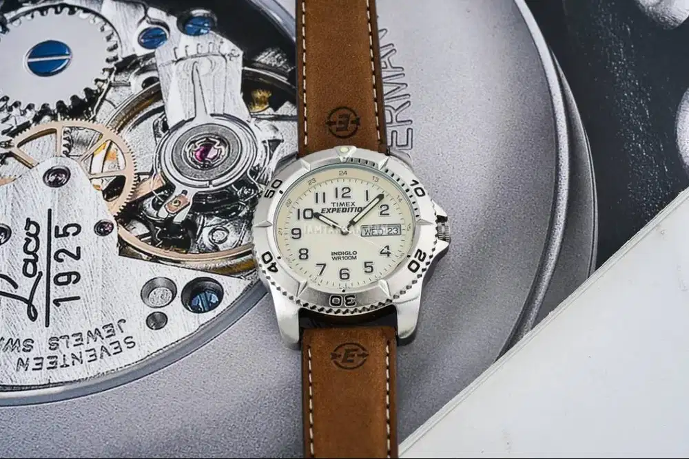 Timex Expedition T46681 Rugged Metal Cream Dial Brown Leather Strap